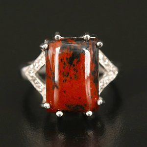 Sterling Mahogany Obsidian and White Topaz Ring